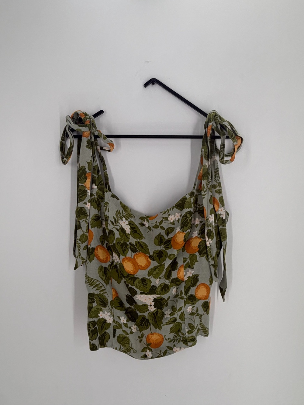 Reformation Ellora Square Neck Self Tie Shoulder Straps Top In Orange Grove